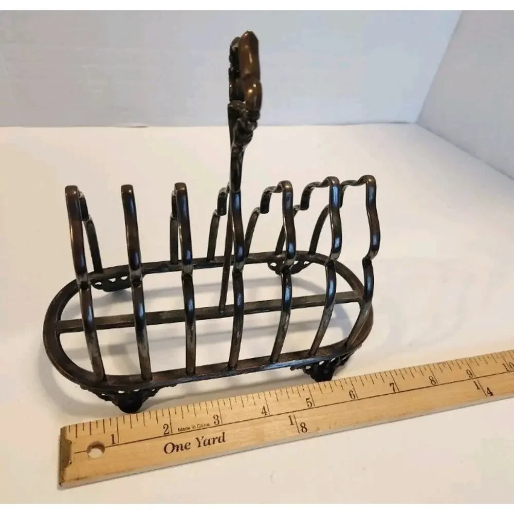 Antique T.W. Silverplate Victorian 6 Slice Toast Rack Napkin Letter Holder